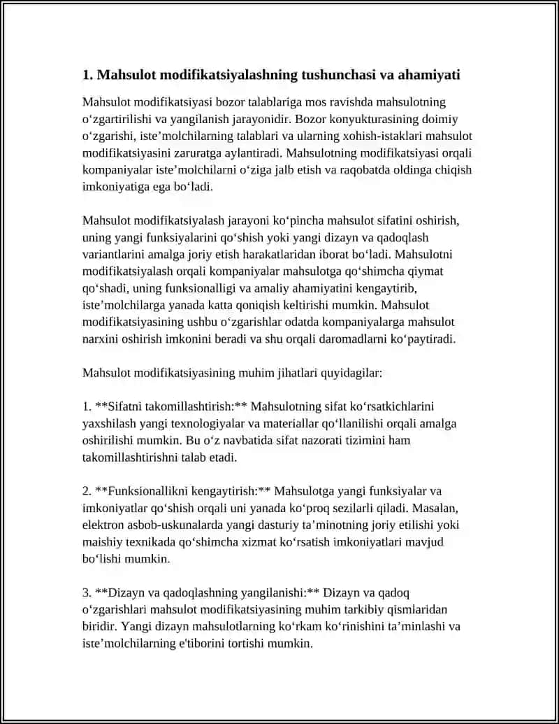MAHSULOT MODIFIKATSIYALASH 4
