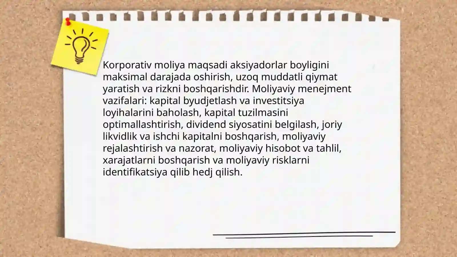 Korporativ moliya seminardan 4