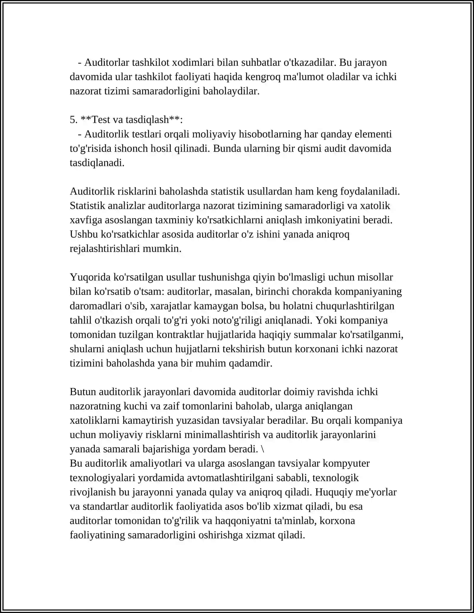 AUDITORLIK RISKLARNING MAQBUL TO'PLAMI 4