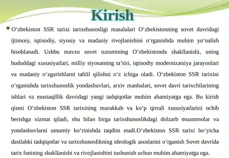 O‘zbekiston SSR tarixi tarix shunosligi masalalari 4