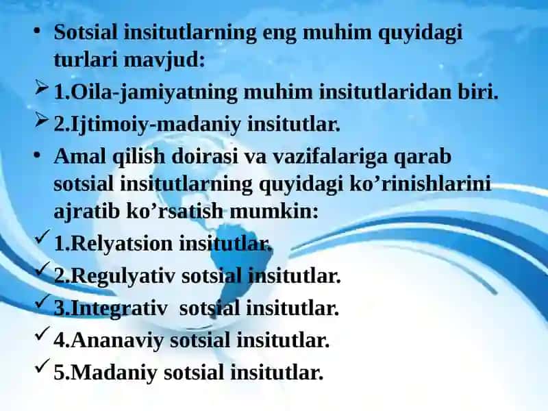 Ijtimoiy insitutlar va ijtimoiy tashkilotlar 4