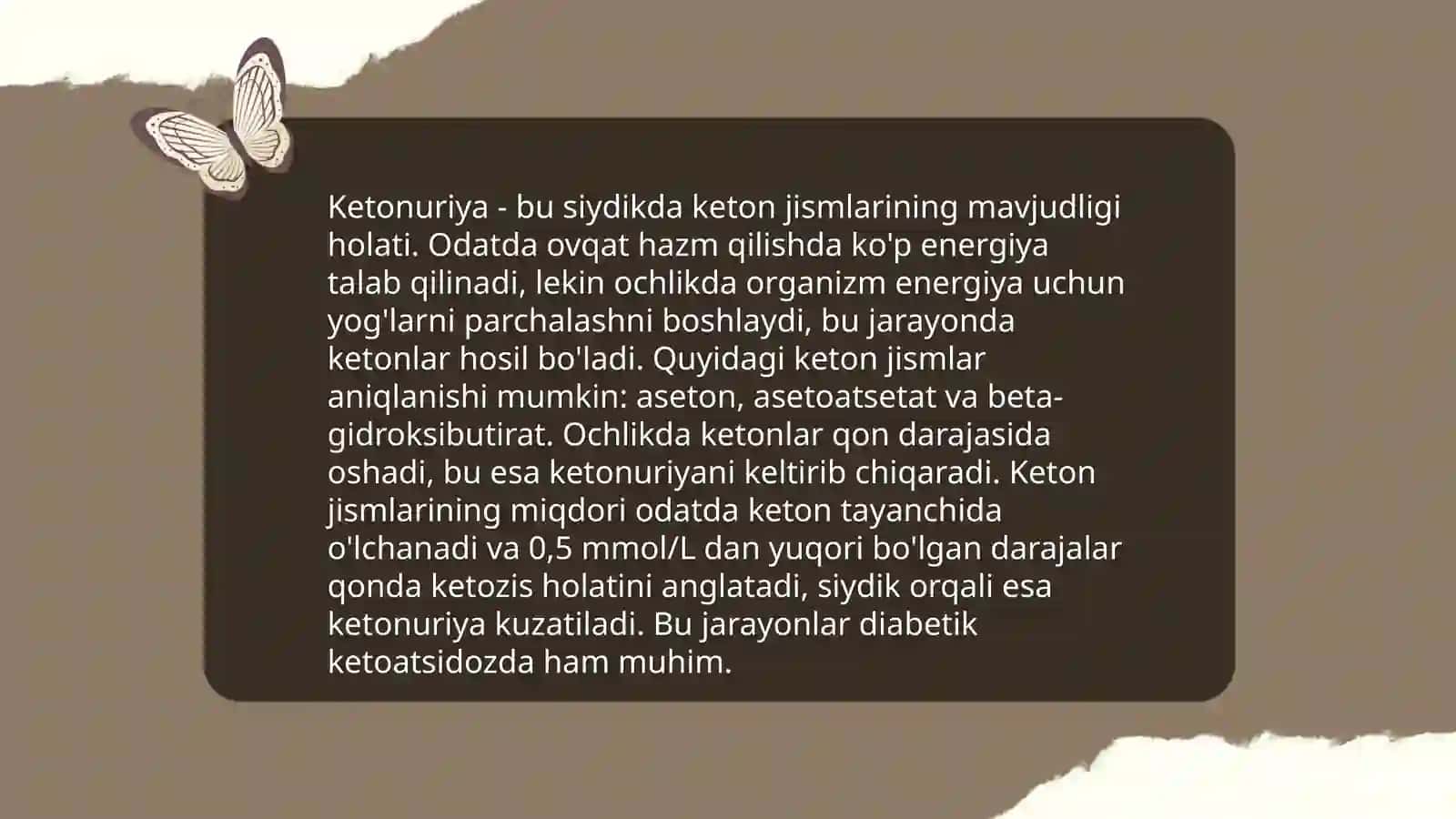 Qandli diabet va ochlikda ketonuriya va ketonemiya.Sfingolipidozlar.Dislipoproteinemiya turlari 4