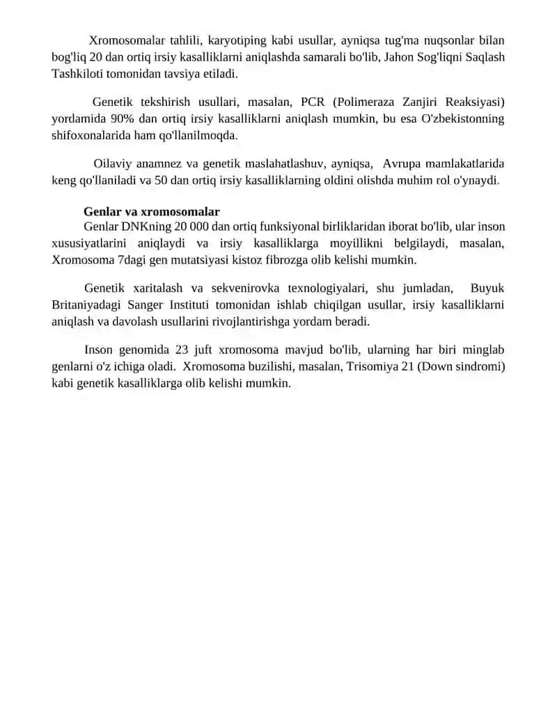Genetik va irsiy kasalliklar haqida tushuncha 4