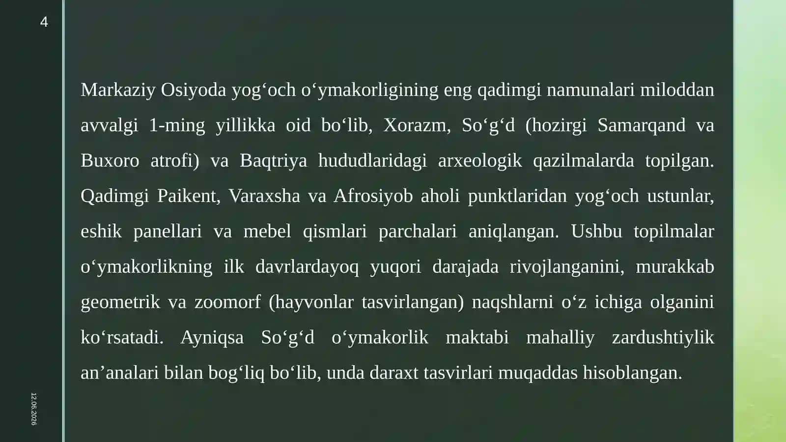 Markaziy Osiyo yog‘och o‘ymakorligi 4