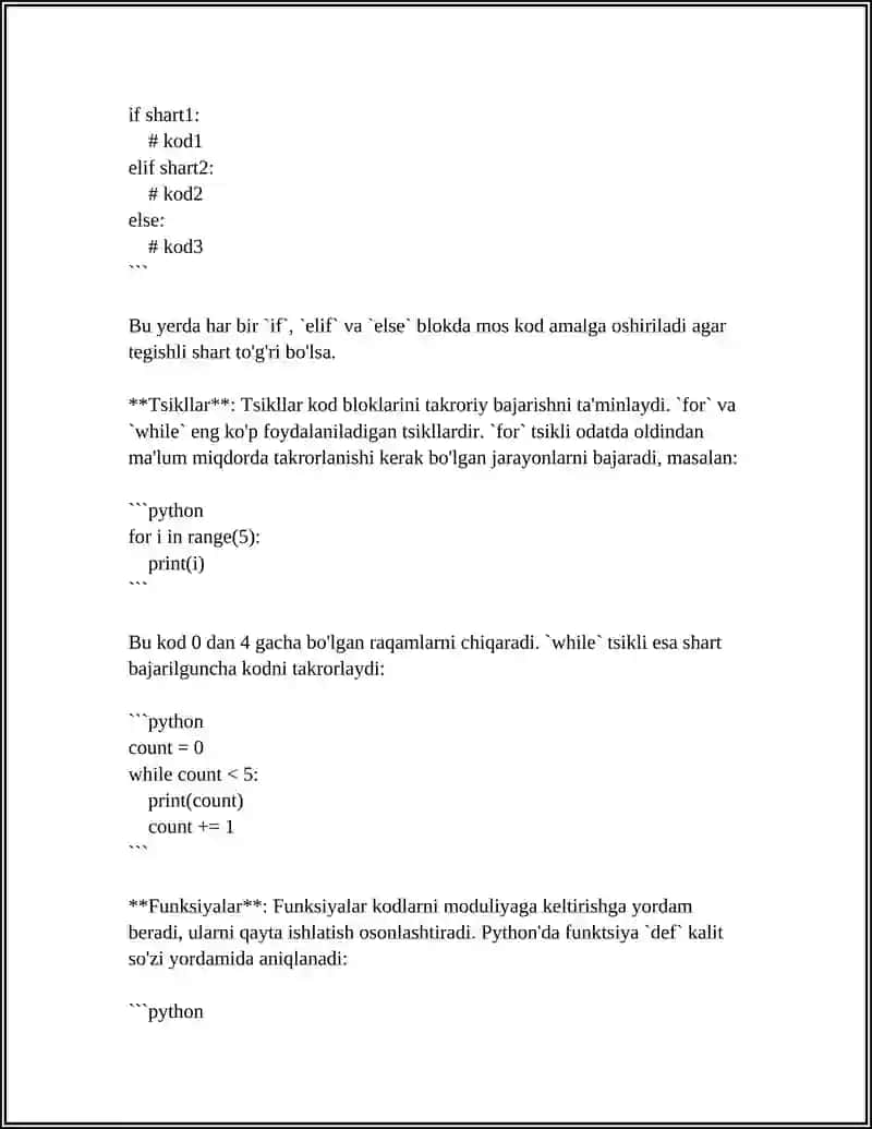 DASTURLASH TURLARI, PYTHON 4