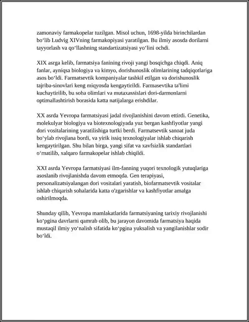 YEVROPA MAMLAKATLARIDA FARMATSIYANI RIVOJLANISHI 4