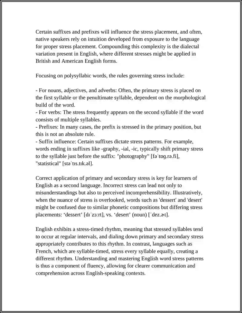 Word stress patterns in English 4
