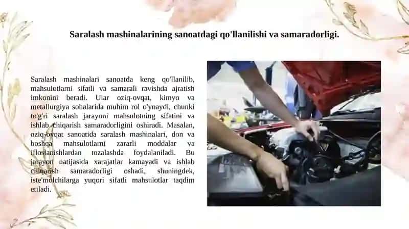 Saralash mashinalari va ularning klassifikatsiyasi 4