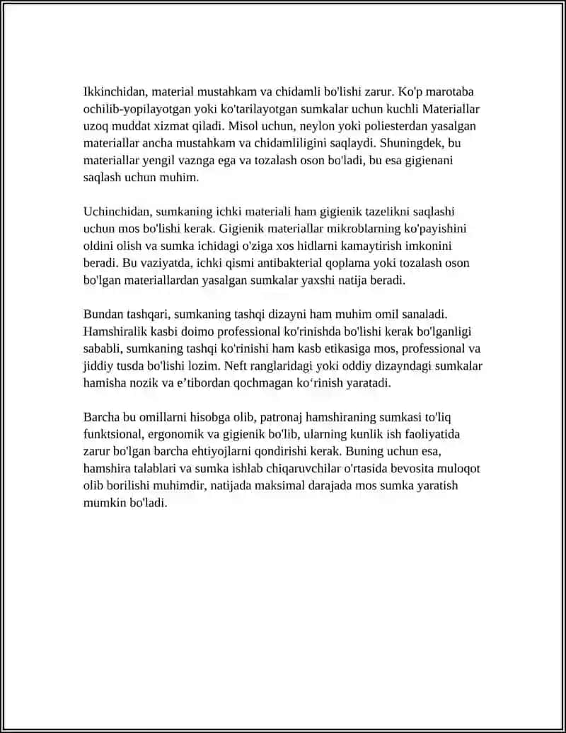 PATRANAJ HAMSHIRANING SUMKASINI TAYYORLASH 4