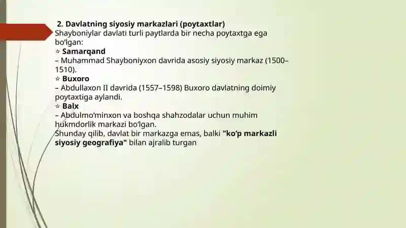 Shayboniylar davri tarixiy geografiyasi 4