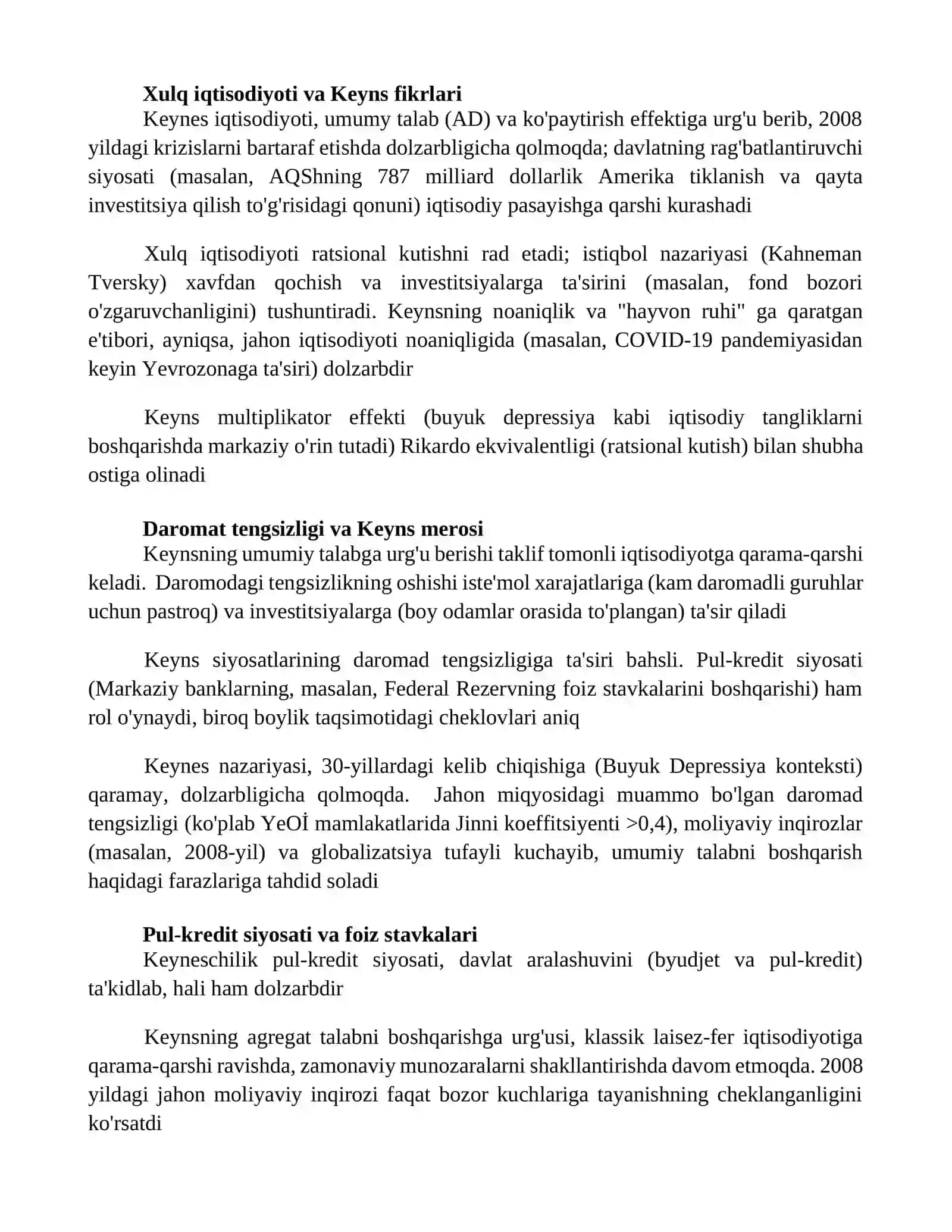 Jon Meynard Keyns ta'limotinin hazirgi davrdagi ahamiyati 4