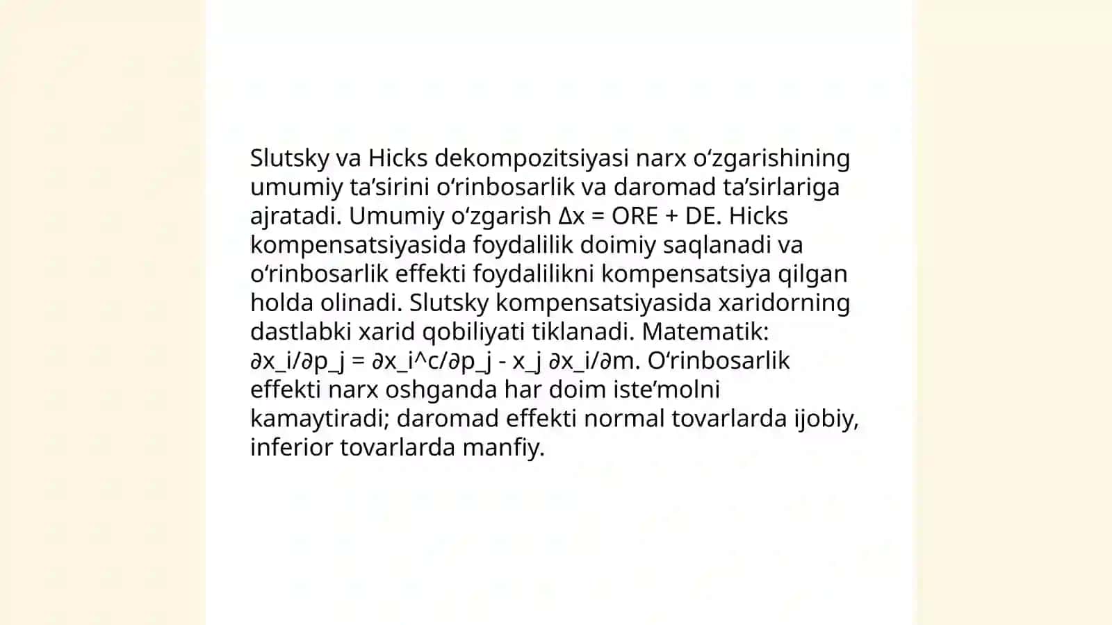 Daromad va o‘rinbosarlik samarasi 4