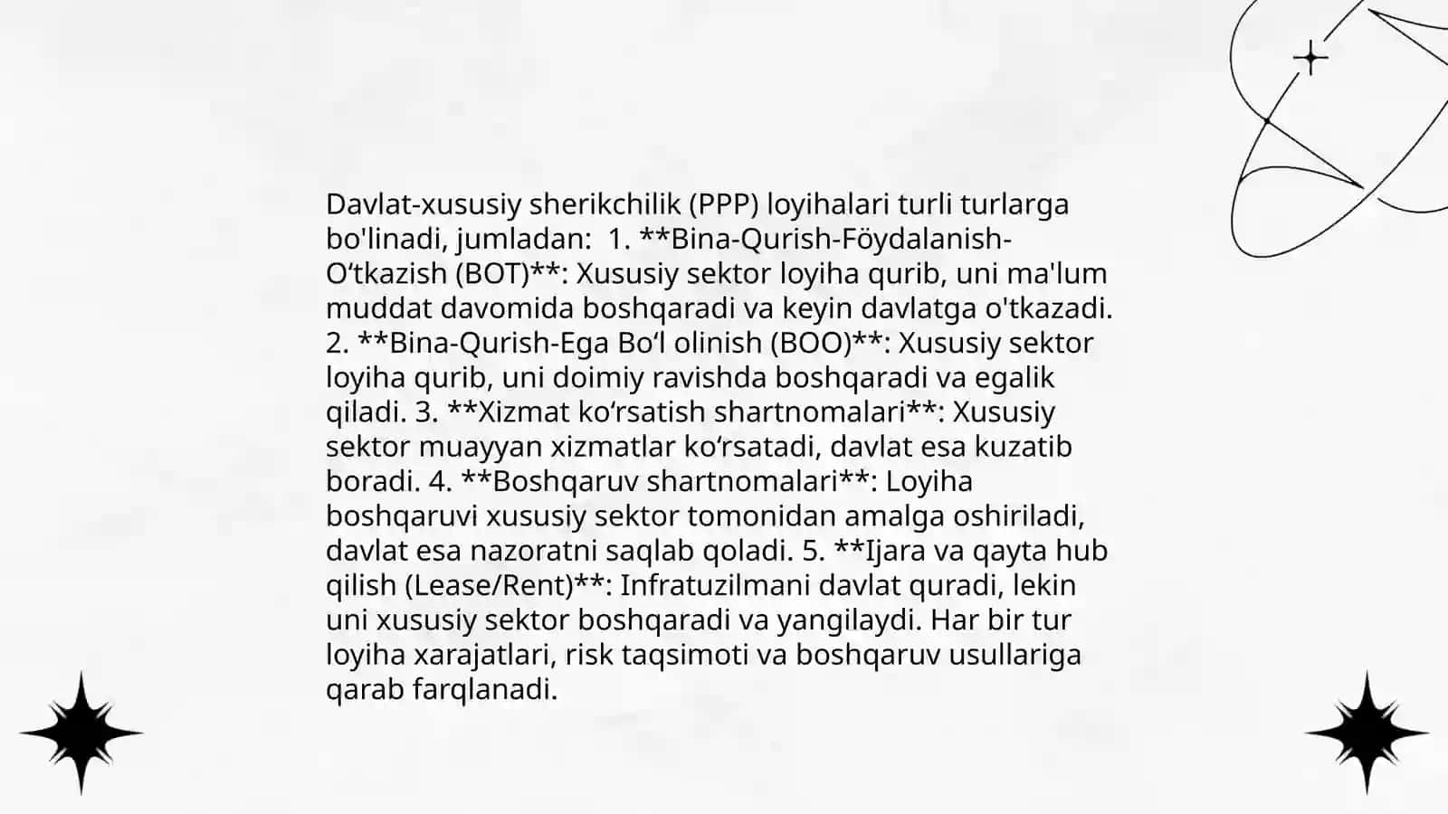 Davlat-xususiy sheriklikning asosiy tushunchalari 4