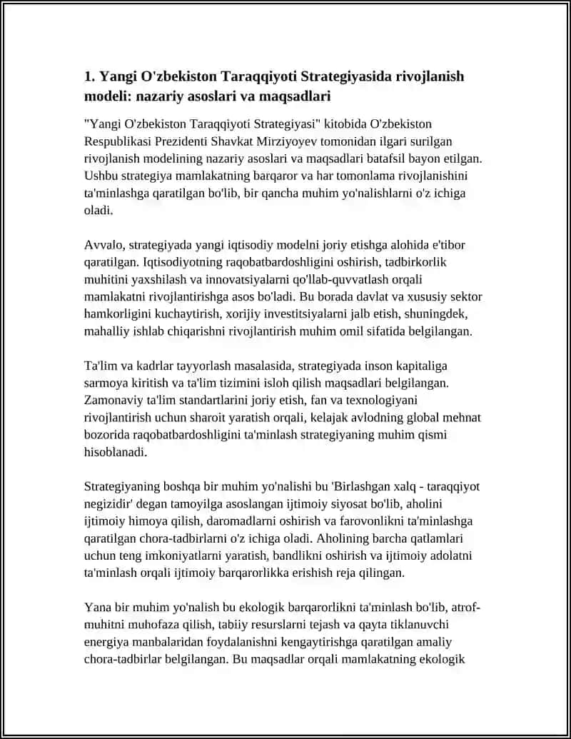 O'ZBEKISTON RESPUBLIKASI PREZIDENTI SH.M.MIRZIYOYEVNING “YANGI O’ZBEKISTON TARAQQIYOTI STRATEGYASI” KITOBIDA RIVOJLANISH MODELI VA UCHINCHI RENESSANS TUSHUNCHALARI 4