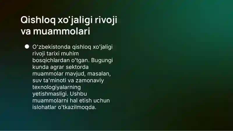 O'zbekiston Respublikasida qishloq xo'jaligidagi islohatlar 4