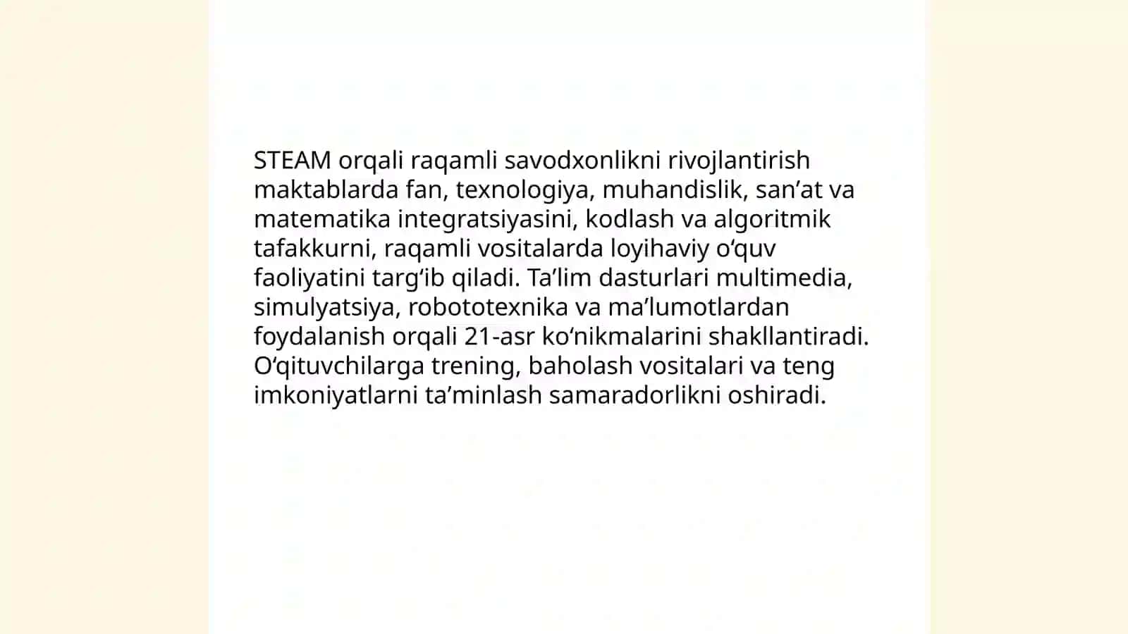 Zamonaviy STEAM yondashuvi davr talabi 4