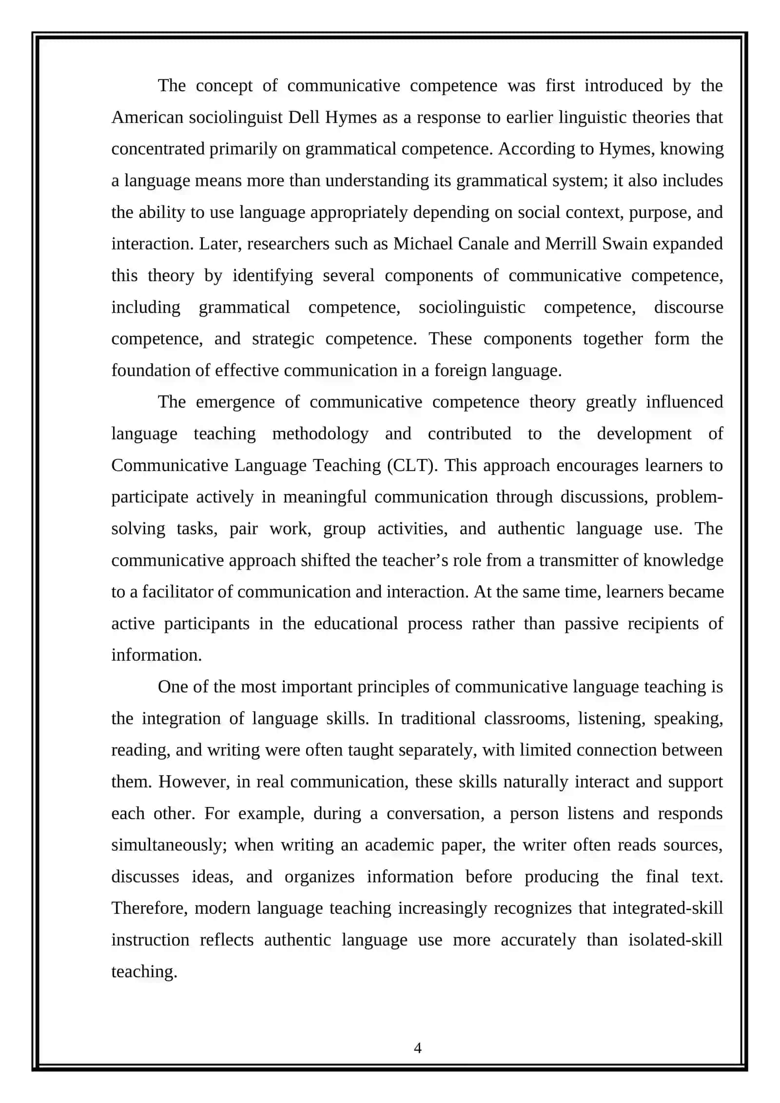 Integrating skills through the lens of communicative competence theory 4