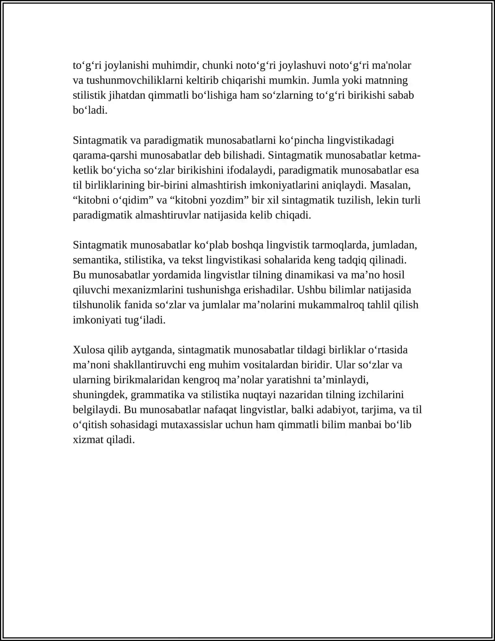 LEKSIK MA'NONING SINTAGMATIK MUNOSABATLARI 4