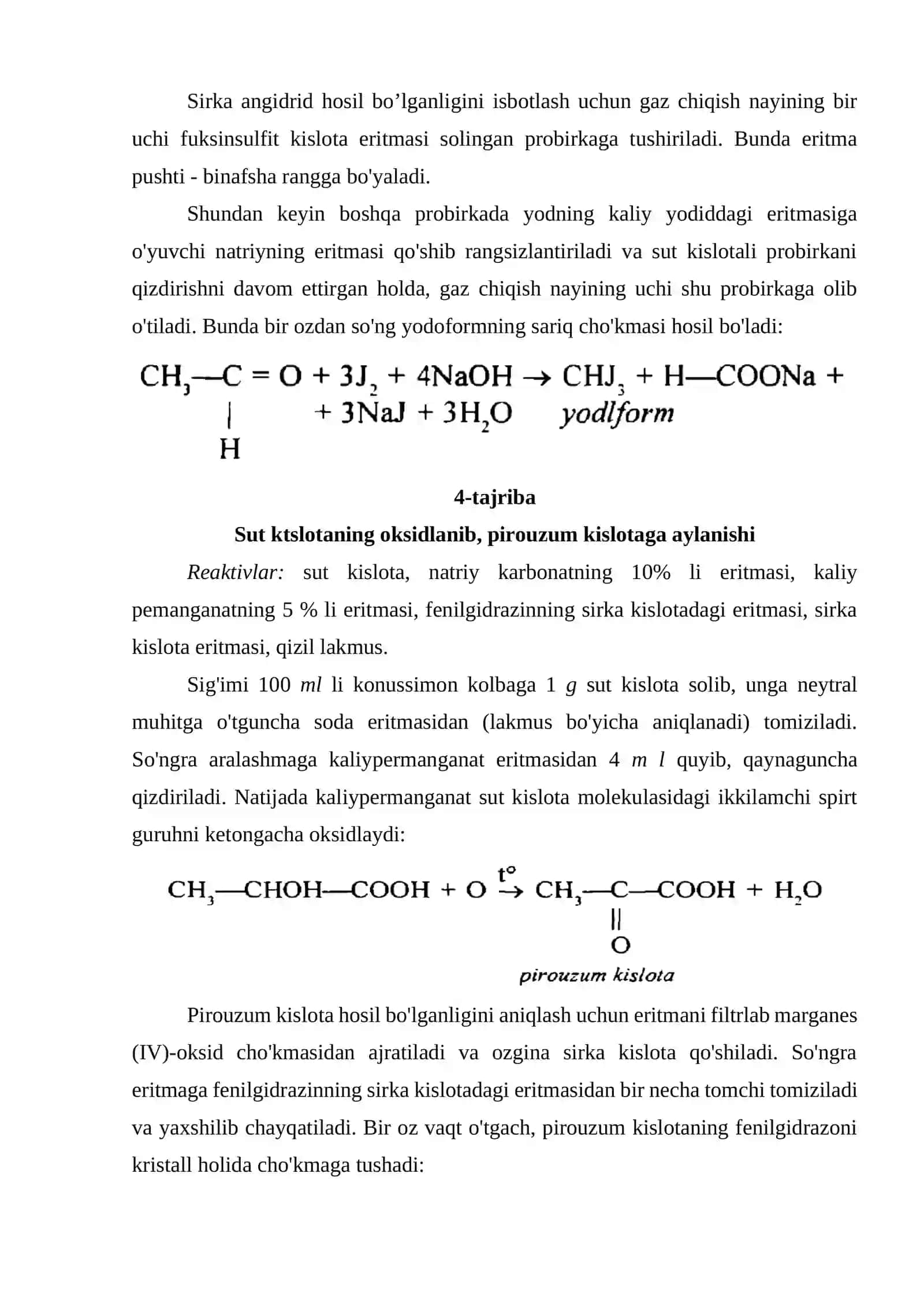 Oksikislotalar va oksokislotalarni o’rganish 4