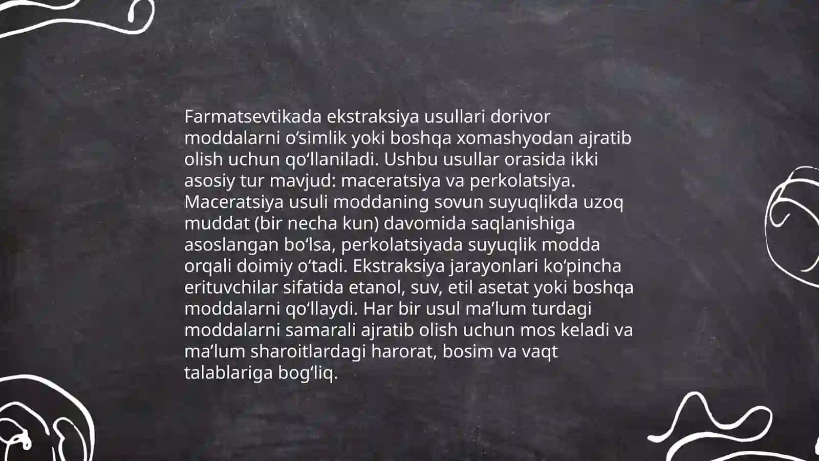 Ekstraksiya jarayonining qo'llanilishi 4