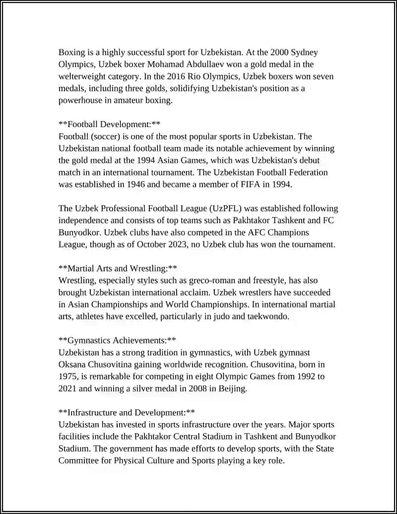 History of Sports in Uzbekistan 4