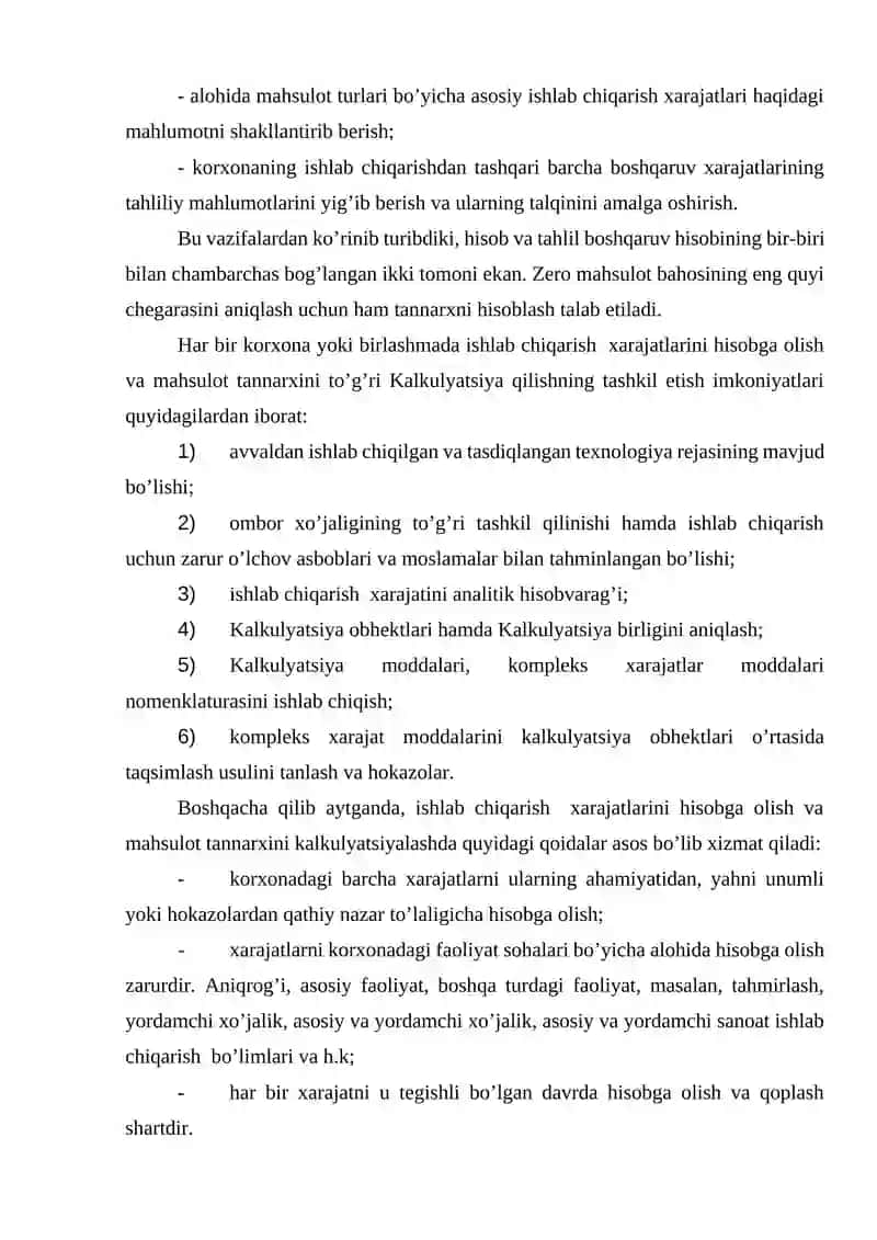 Ishlab chiqarish xarajatlari hisobi 4