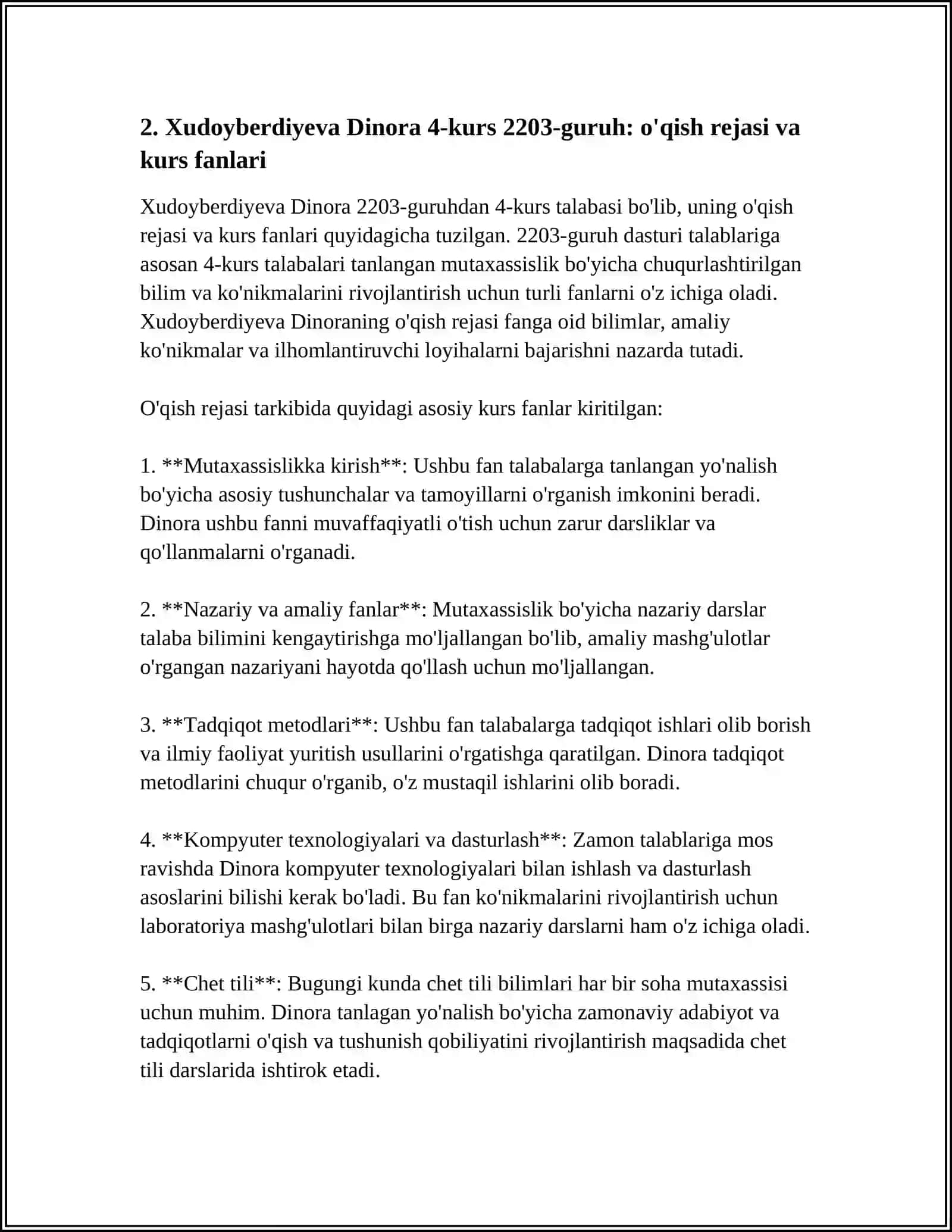 Xudoyberdiyeva Dinora 4-kurs 2203-guruh 4