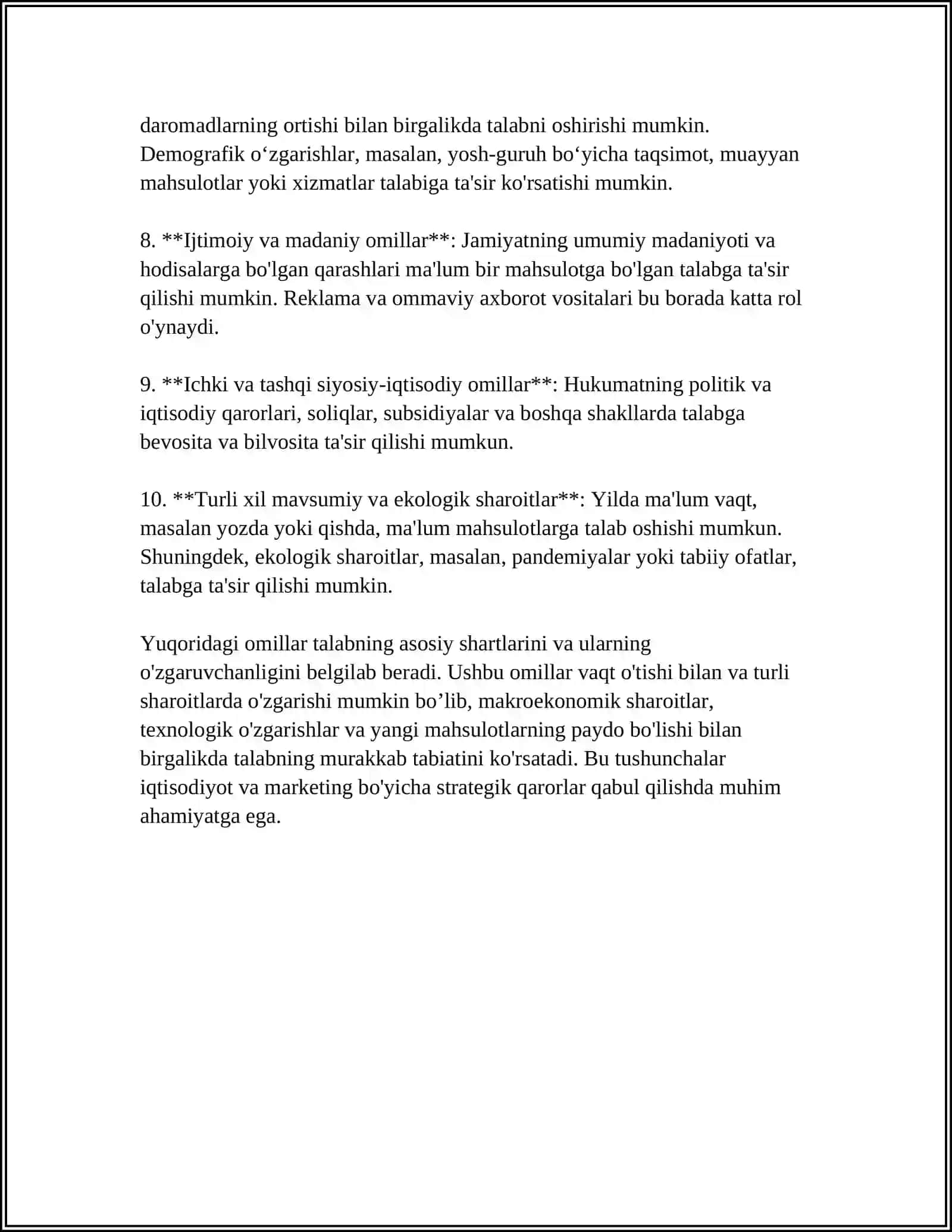 TALAB, TAKLIF, BOZOR MUVOZANATI. ELASTIKLIK 4