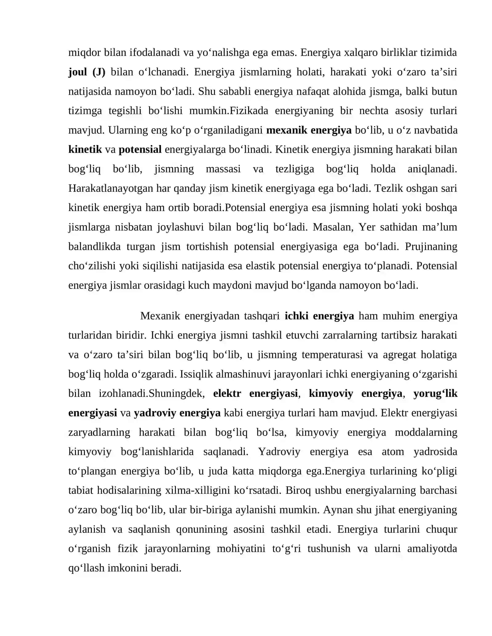 Energiyaning aylanish va saqlanish qonuni 4