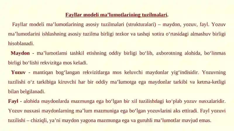 Ma’lumotlar bazasi tashkil etish 4