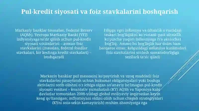 Inflatsiya va foiz stavkalar o'rasida bog'liqlik 4