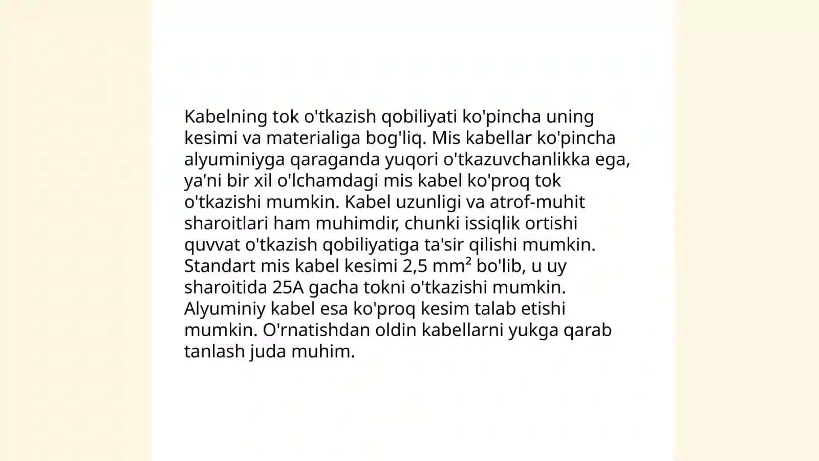 Oʻtkazgich va kabellarni tanlash usullari 4