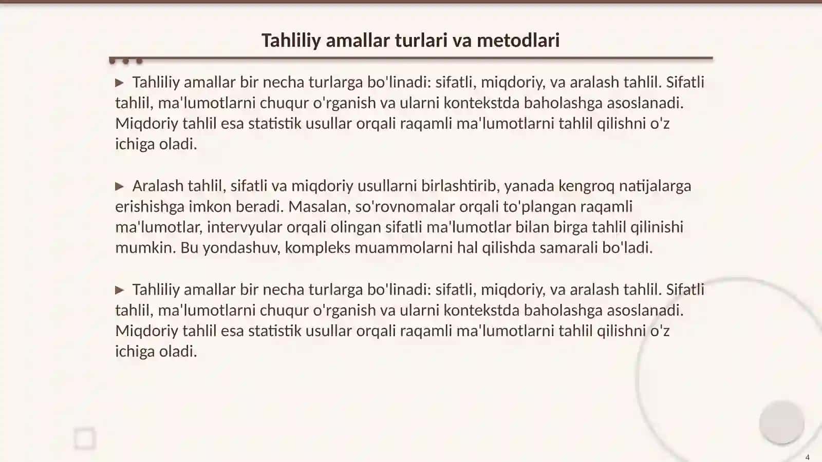 Tahliliy amallar 4