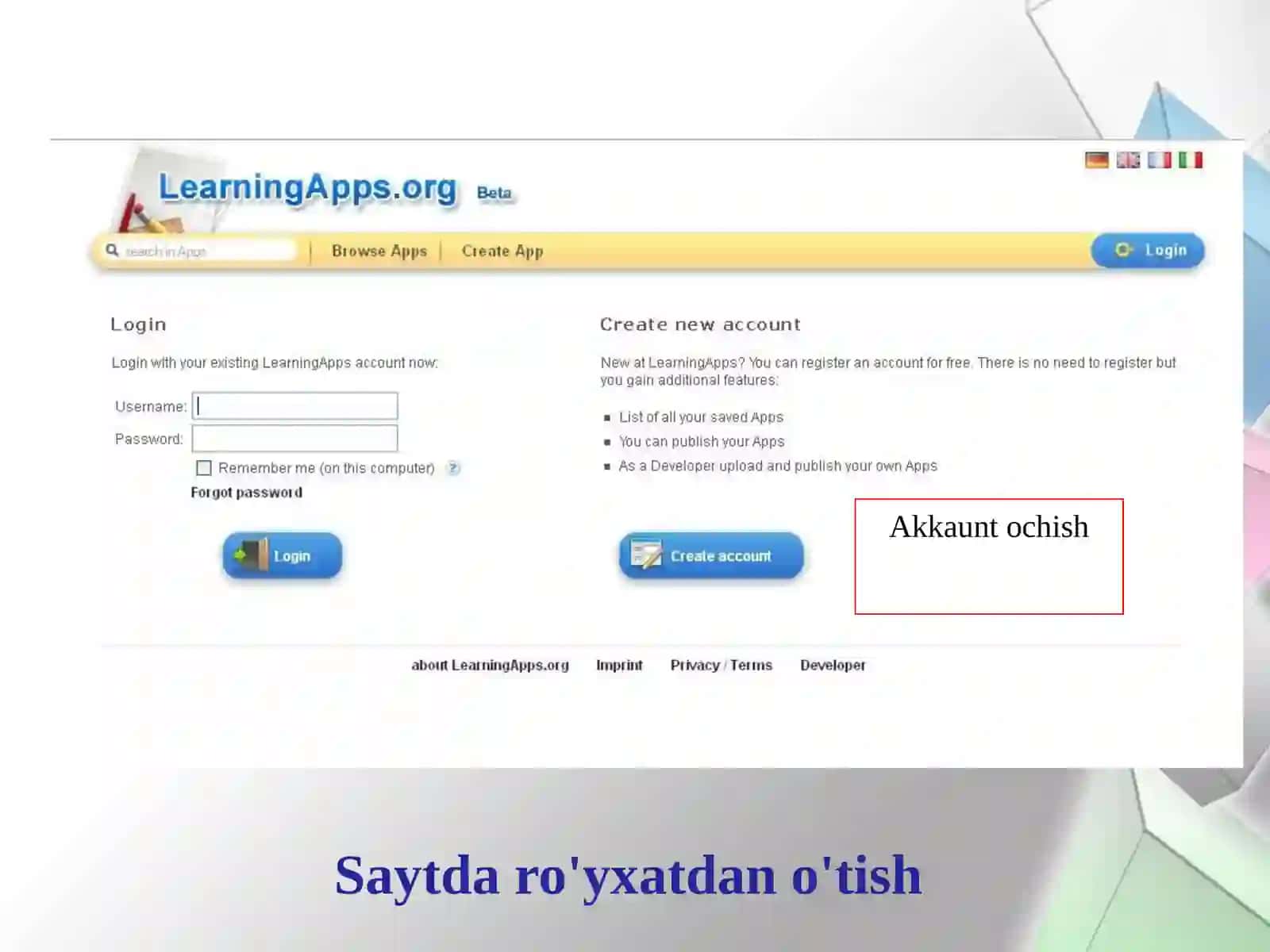LearningApps interaktive mashqlari: ishlab chiqish va nashr qilish 4