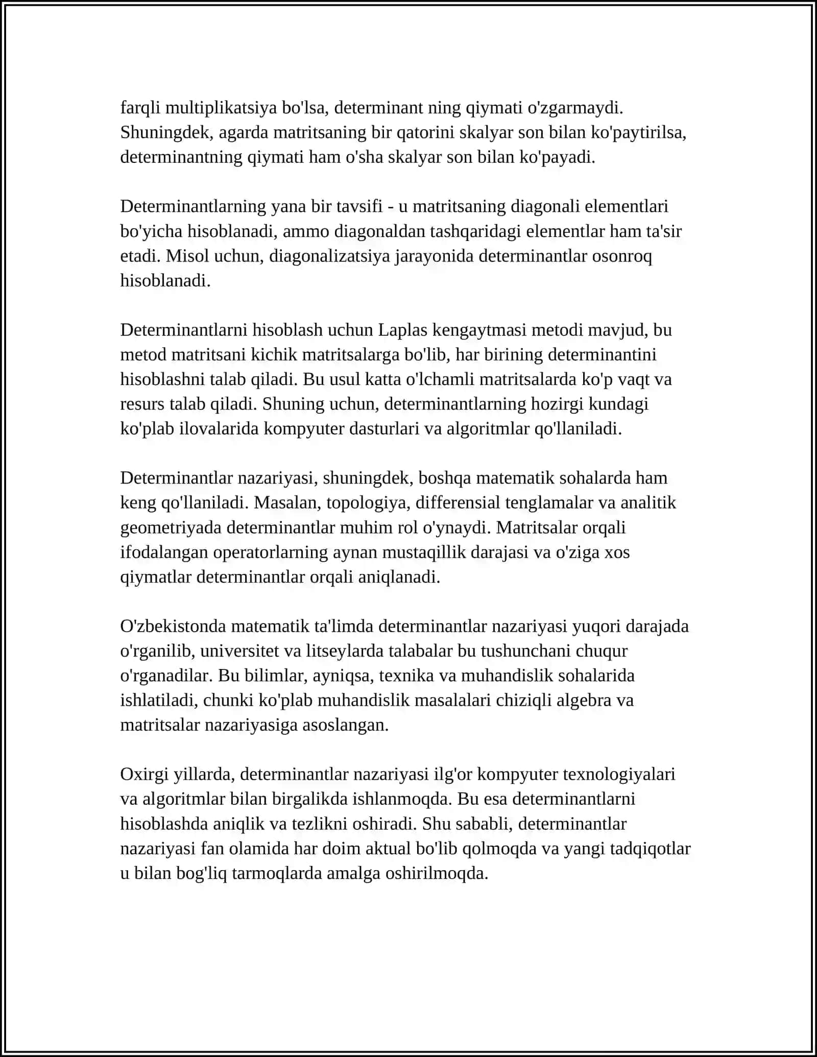 YUQORI TARTIBLI DETERMINANTLARNI HISOBLASH 4
