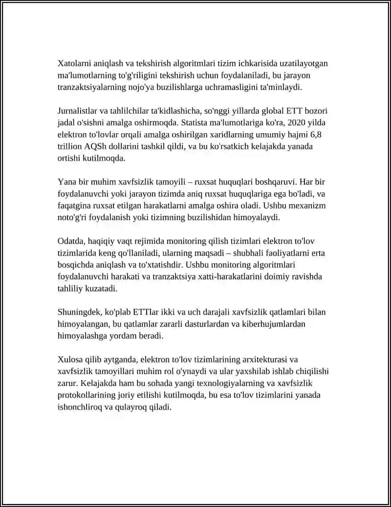 ELEKTRON TO‘LOV TIZIMLARI VA TRANZAKSIYALAR XAVFSIZLIGI 4