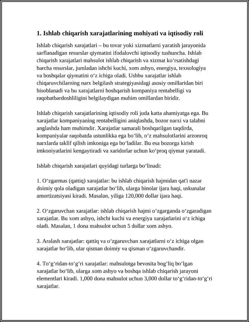Ishlab Chiqarish Xarajatlari 4
