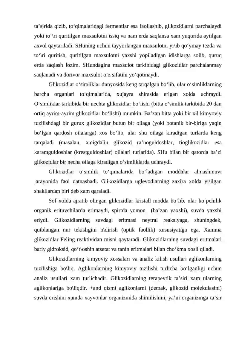 Glikozidlar va Yurak Glikozidlarining Umumiy Xususiyatlari 4