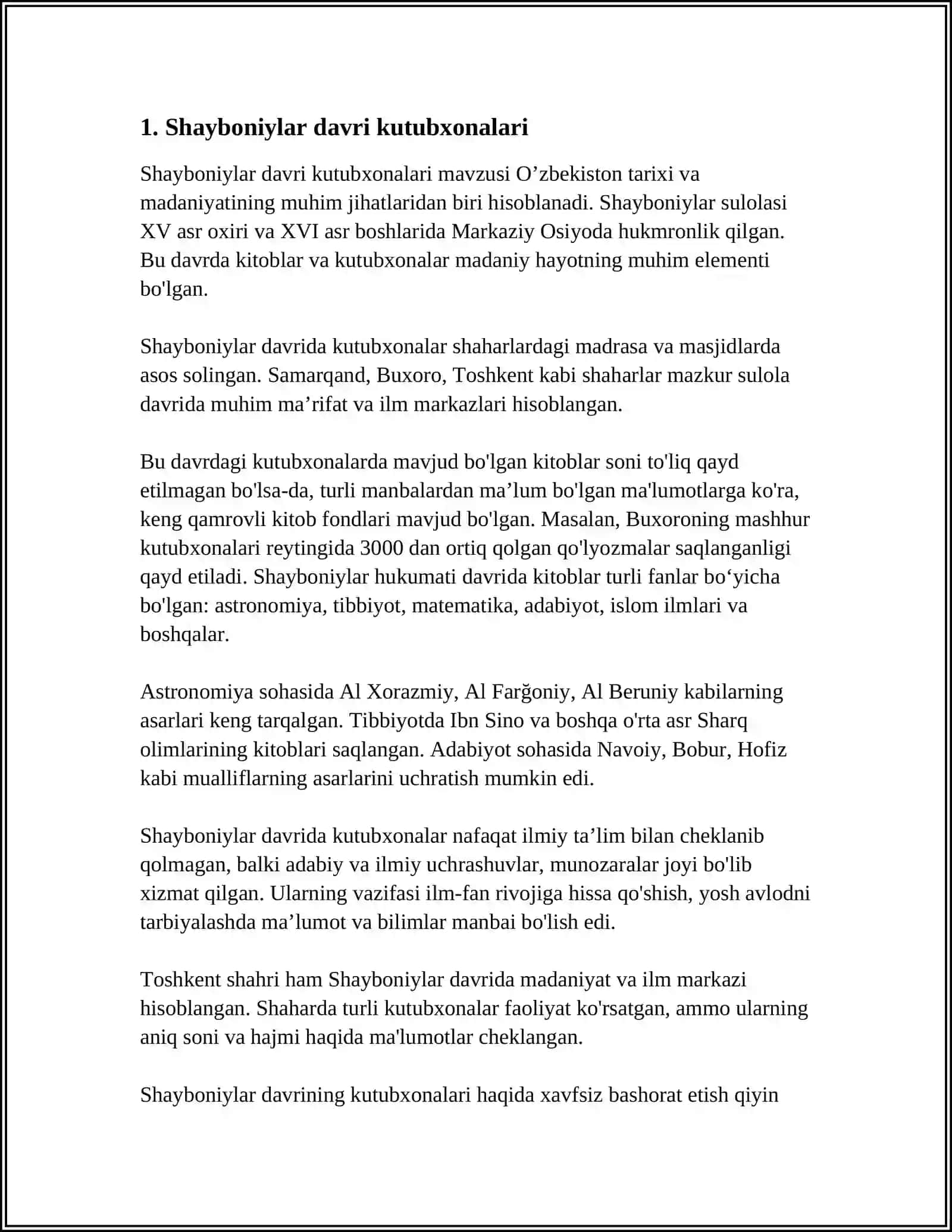 Shayboniylar va Ashtarxoniyllar Davlatlari Davrida Kutubxonalar 4