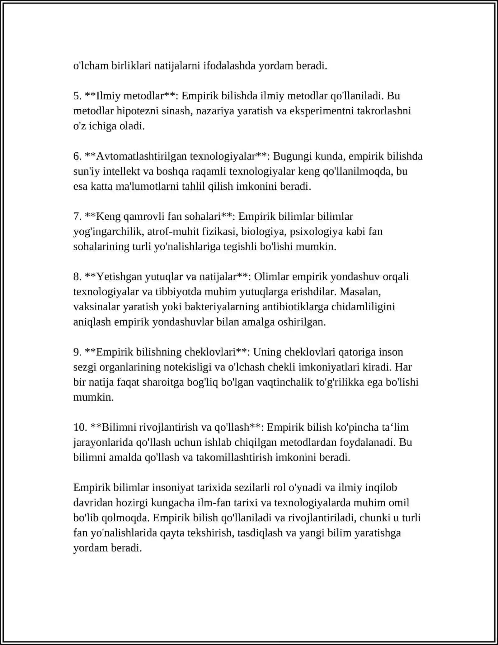 EMPERIK VA NAZARIY BILISHNI QIYOSLASH 4