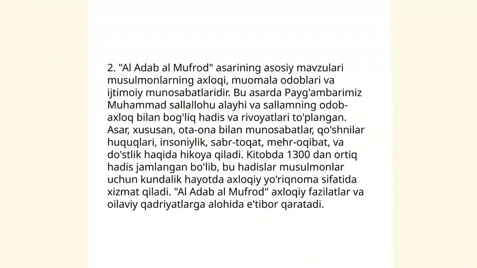 Al Adab al Mufro asarning tahlili 4