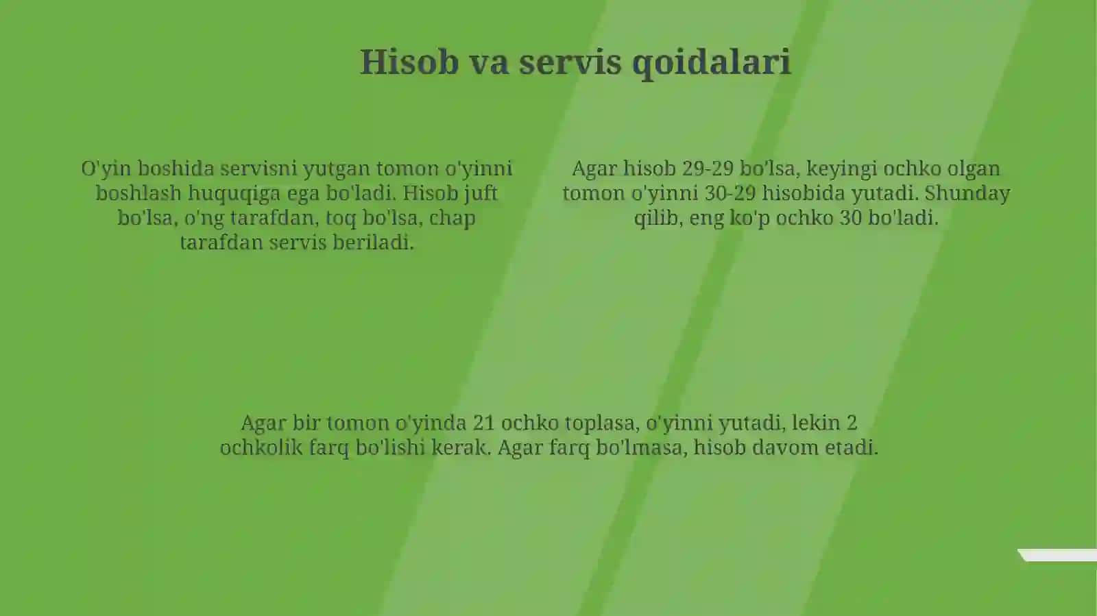 Badminton o'yin qoidalari 4