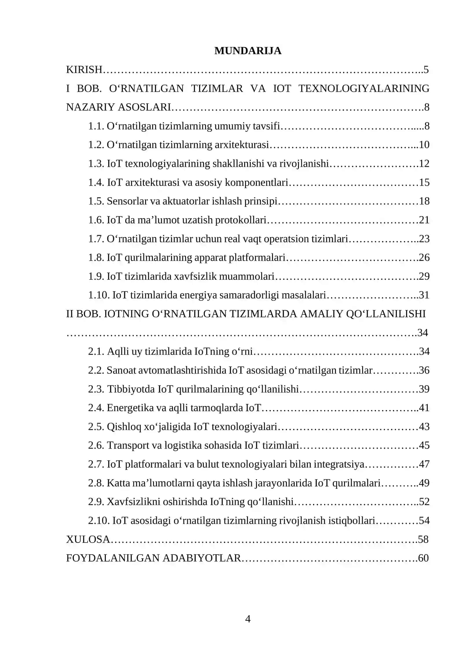 O'RNATILGAN TIZIMLARDA IOT (INTERNET OF THINGS) QO'LLANISHLARI 4