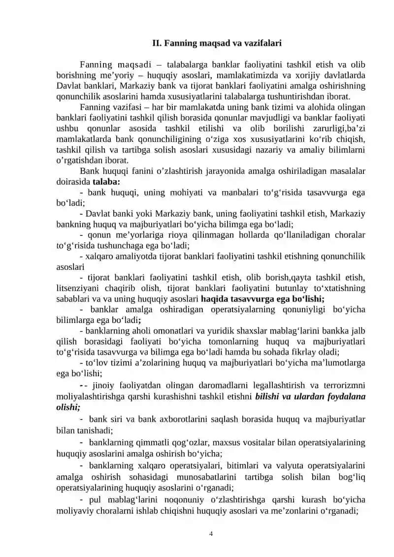 BANK HUQUQI ISHCHI O’QUV DASTURI 4