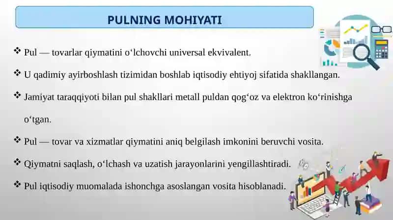 PULNING O’ZIGA XOS XUSUSIYATLARI 4