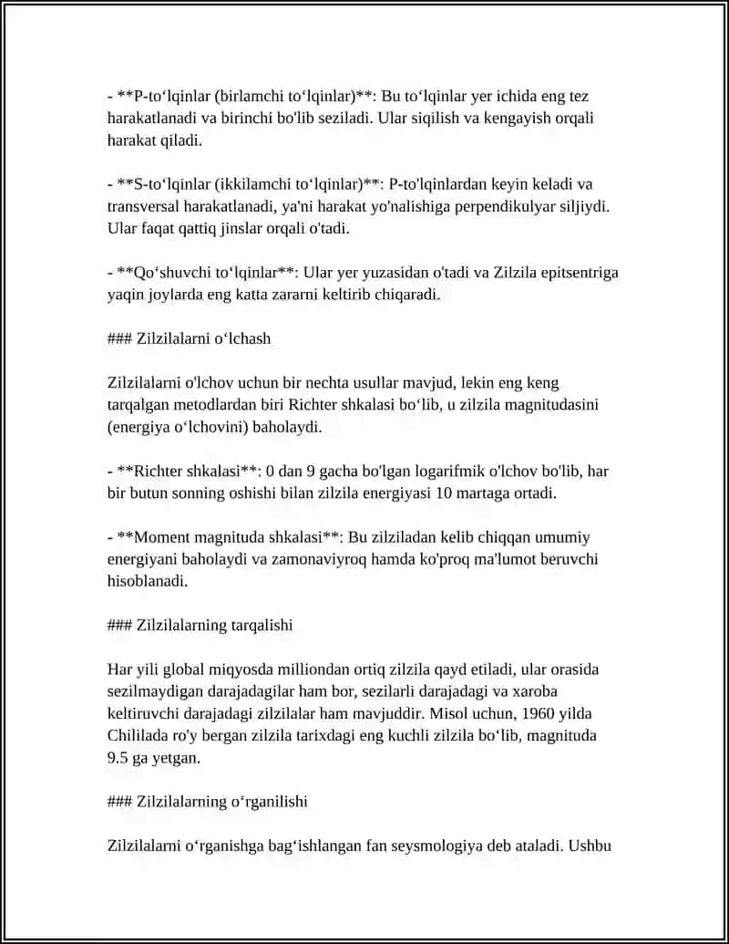 ZILZILA KUCHINI O'ZGARISHIGA TA'SIR ETUVCHI TABIIY VA TEXNOGEN OMILLAR 4
