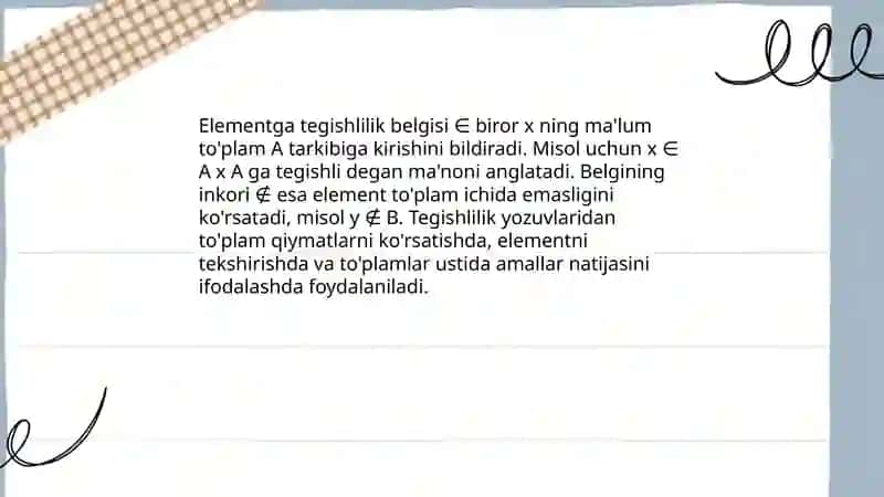 Toʻplam tushunchasi va element tushunchasi 4