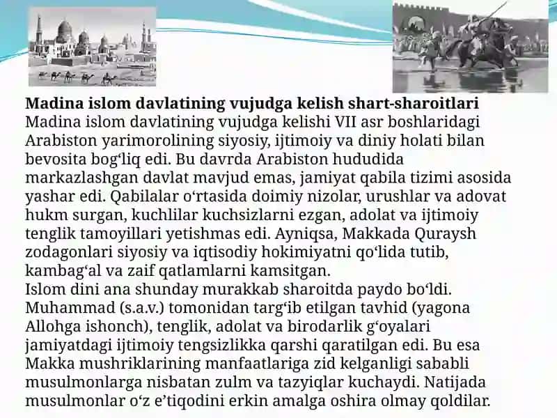 Madina islom davlatining vujudga kelish, dastlabki halifalar 4
