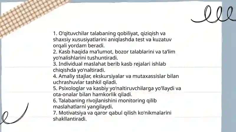 Kasb tanlashda oʻqituvchilarning roli 4