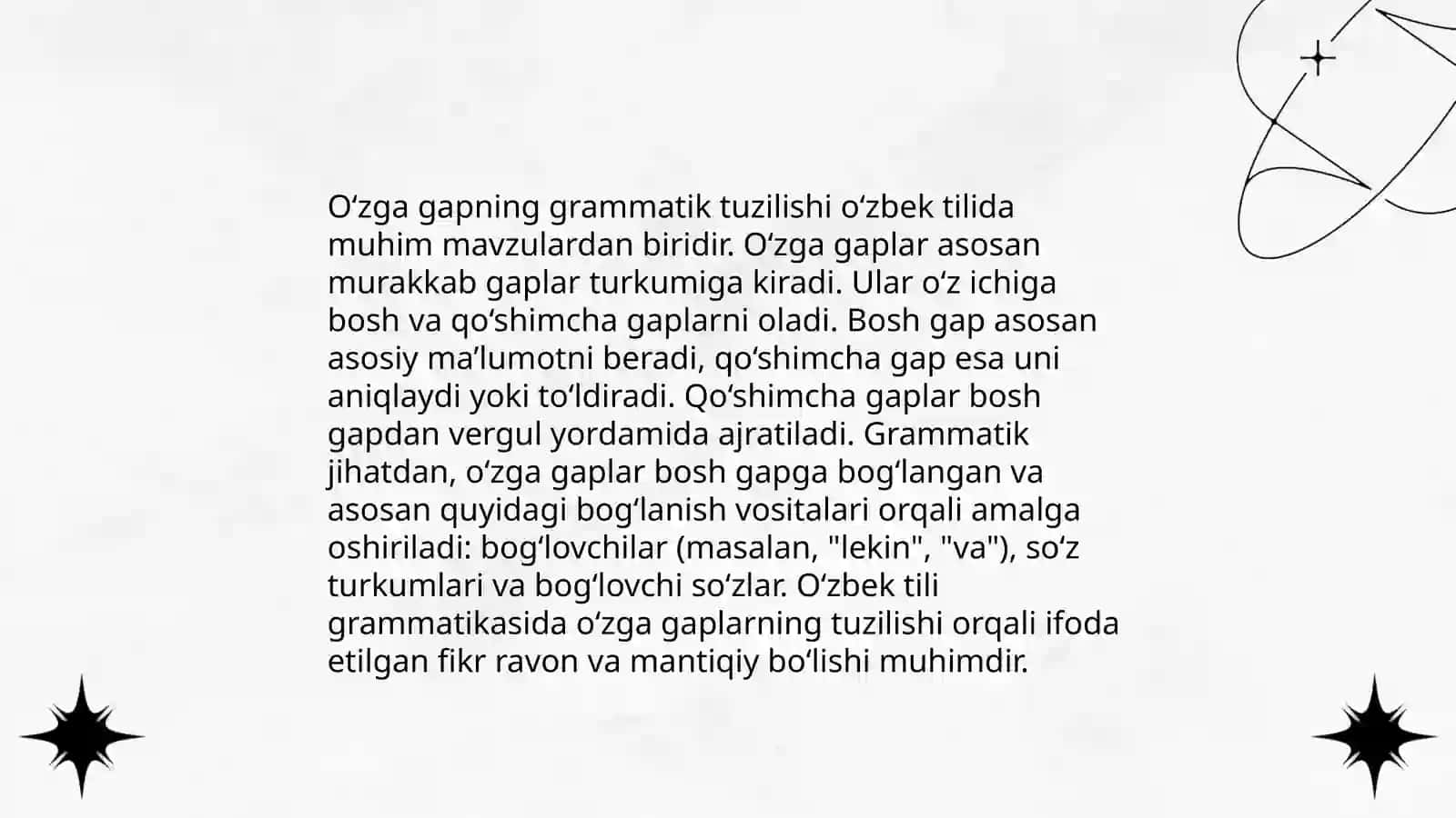 O'zga gap va uning turlari. Ko'chirma gapli qurilma 4